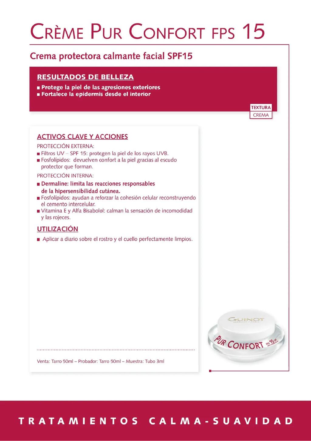 Guinot Crème Pur Confort SPF15 – Crema Calmante para Piel Sensible (50 ml)