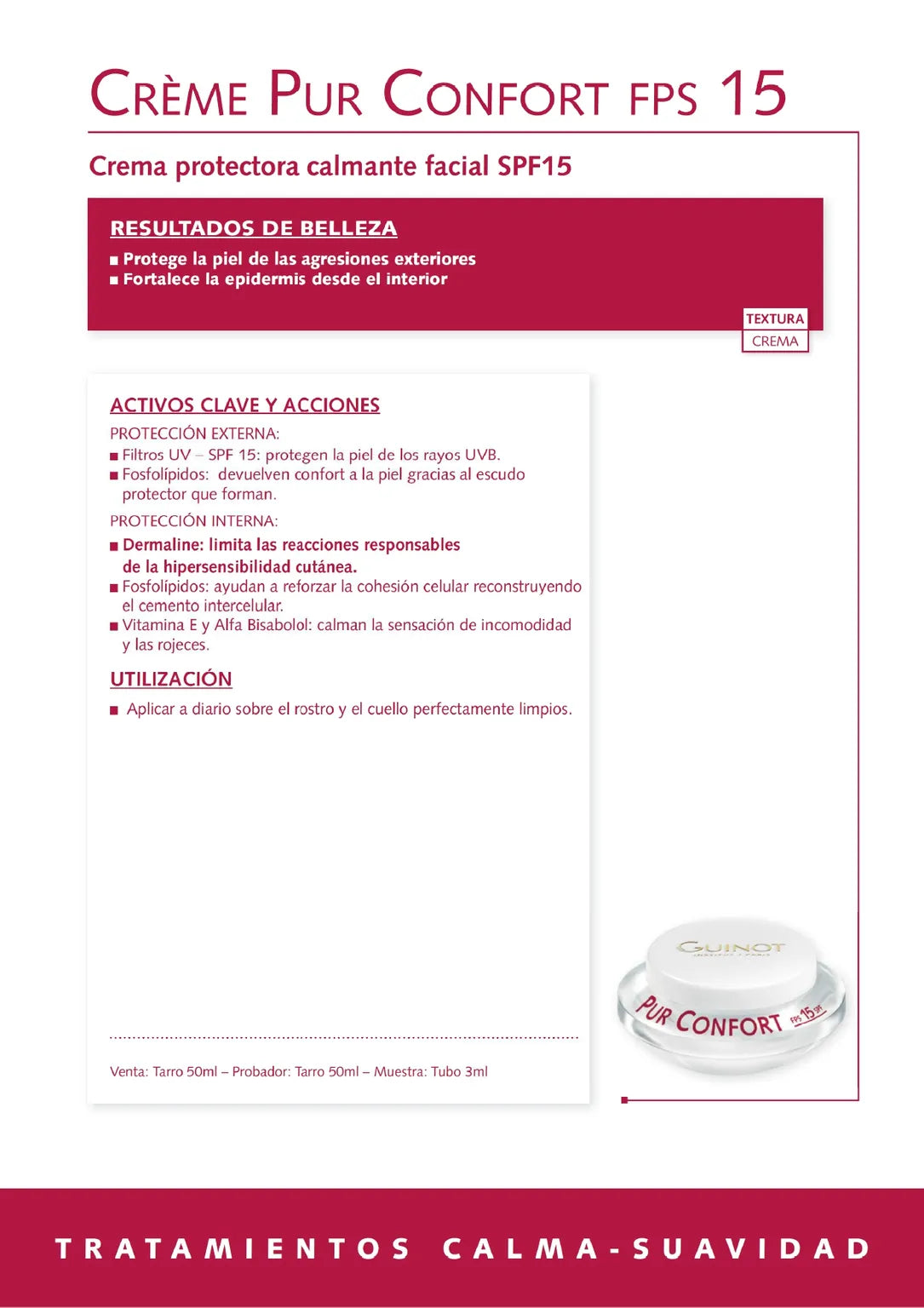 Guinot Crème Pur Confort SPF15 – Crema Calmante para Piel Sensible (50 ml)