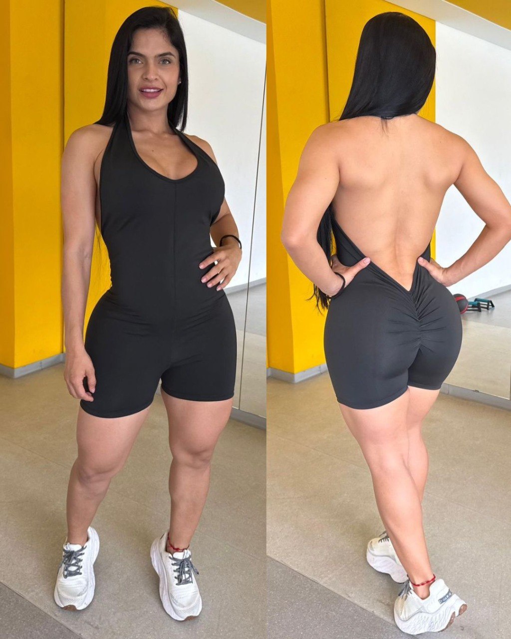 Enterizo corto halter con espalda descubierta y scrunch