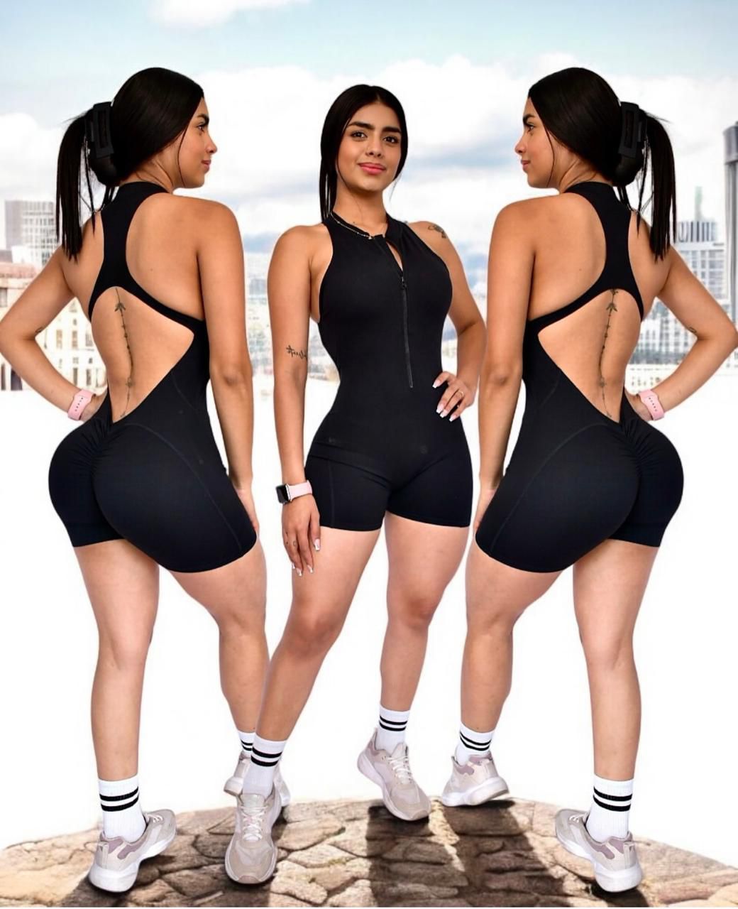 Enterizo corto sisa con espalda descubierta (scrunch)