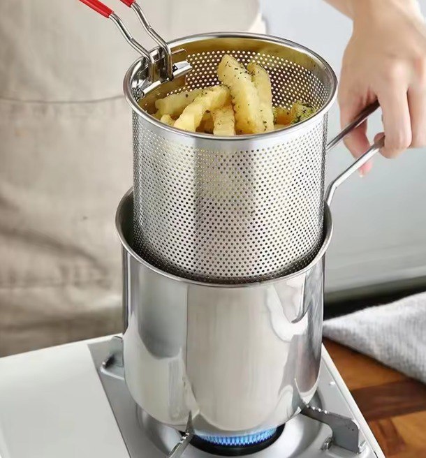 Olla Freidora con Canasta Escurridora Inoxidable | Papas, Pasta y Tempura