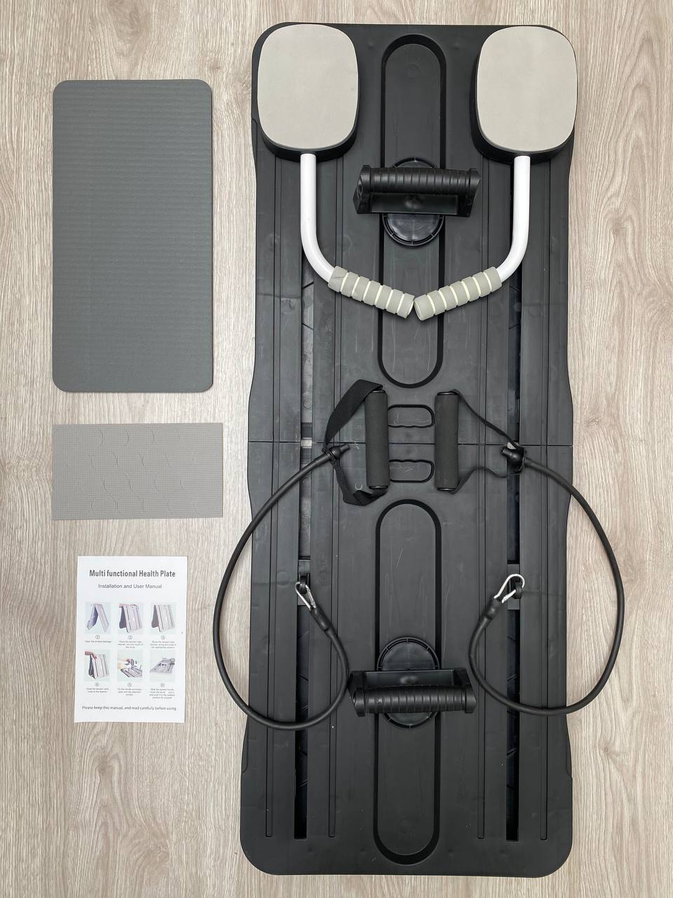 Tabla Pilates Reformadora Plegable 4-en-1 con Bandas y Soporte de Codos