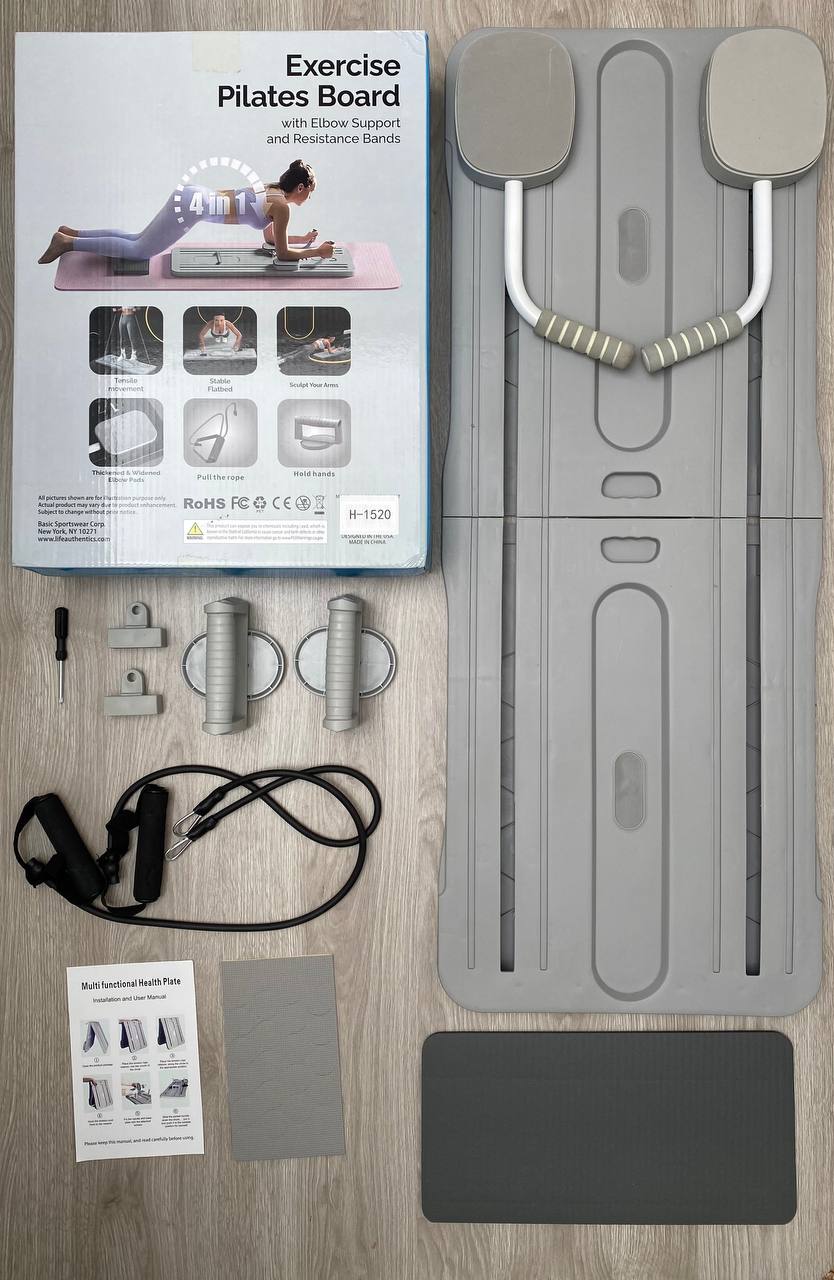 Tabla Pilates Reformadora Plegable 4-en-1 con Bandas y Soporte de Codos