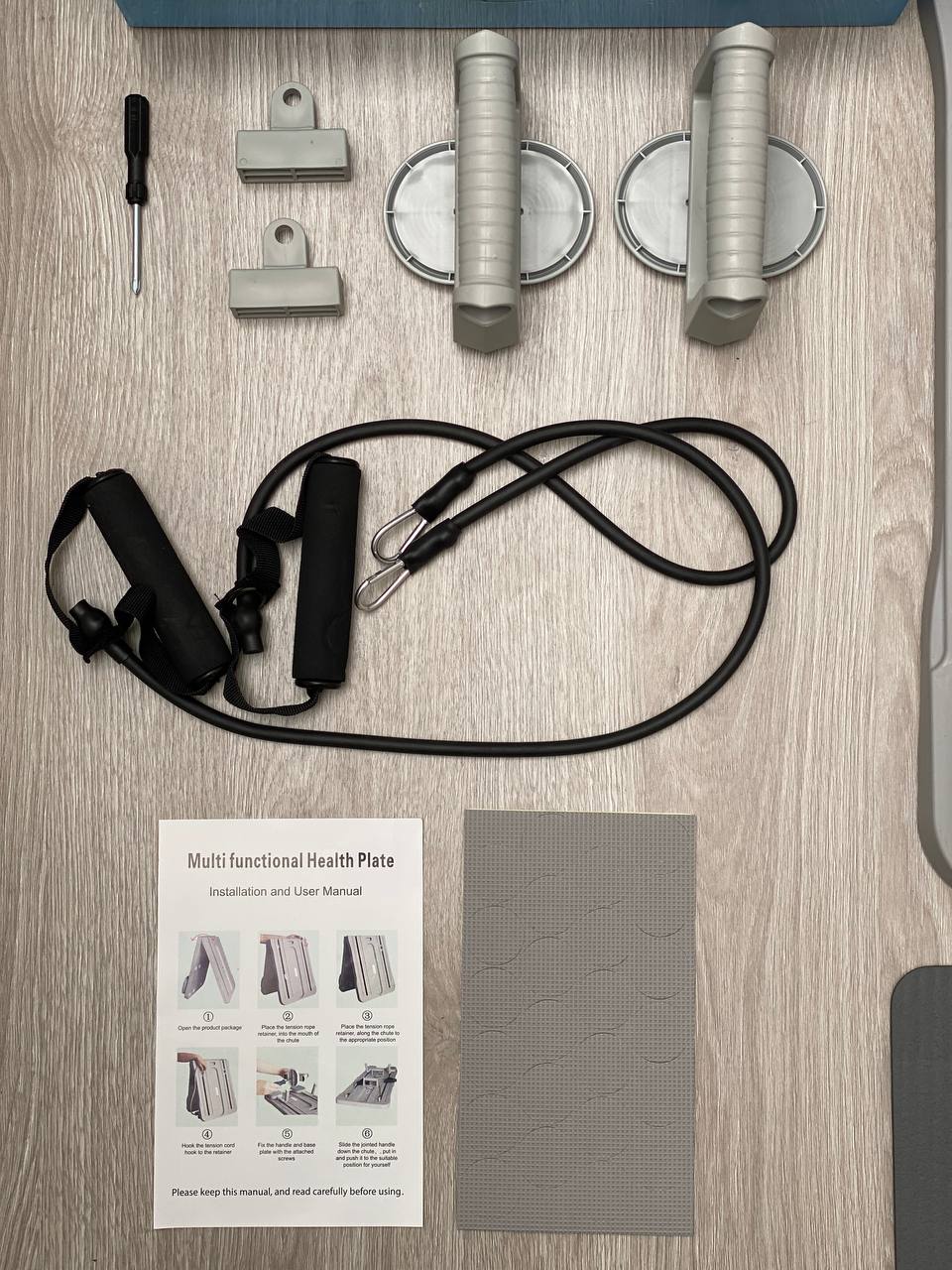 Tabla Pilates Reformadora Plegable 4-en-1 con Bandas y Soporte de Codos