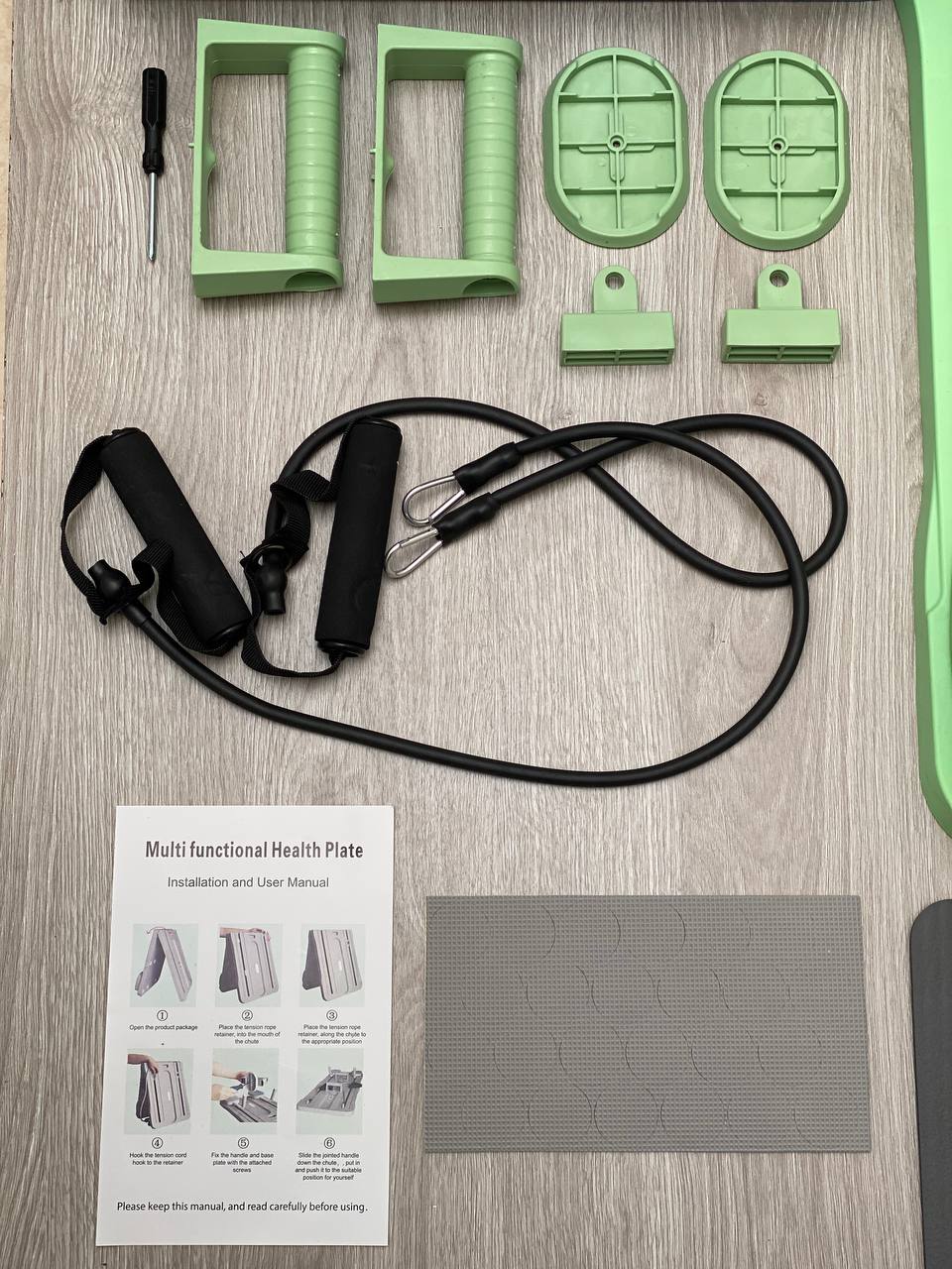 Tabla Pilates Reformadora Plegable 4-en-1 con Bandas y Soporte de Codos