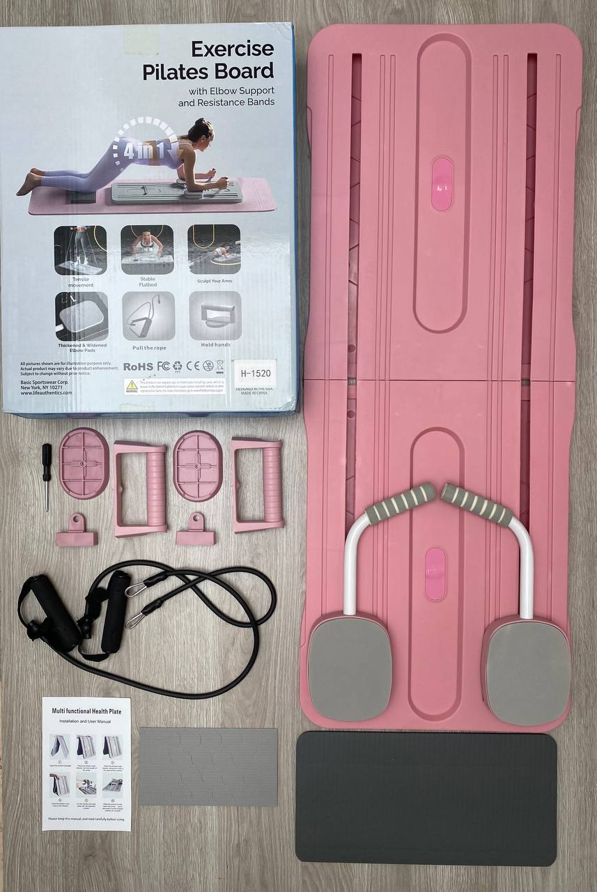Tabla Pilates Reformadora Plegable 4-en-1 con Bandas y Soporte de Codos