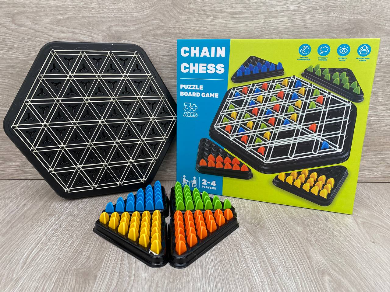 Juego de Mesa Ajedrez de Cadena Hexagonal (2–4 jugadores)