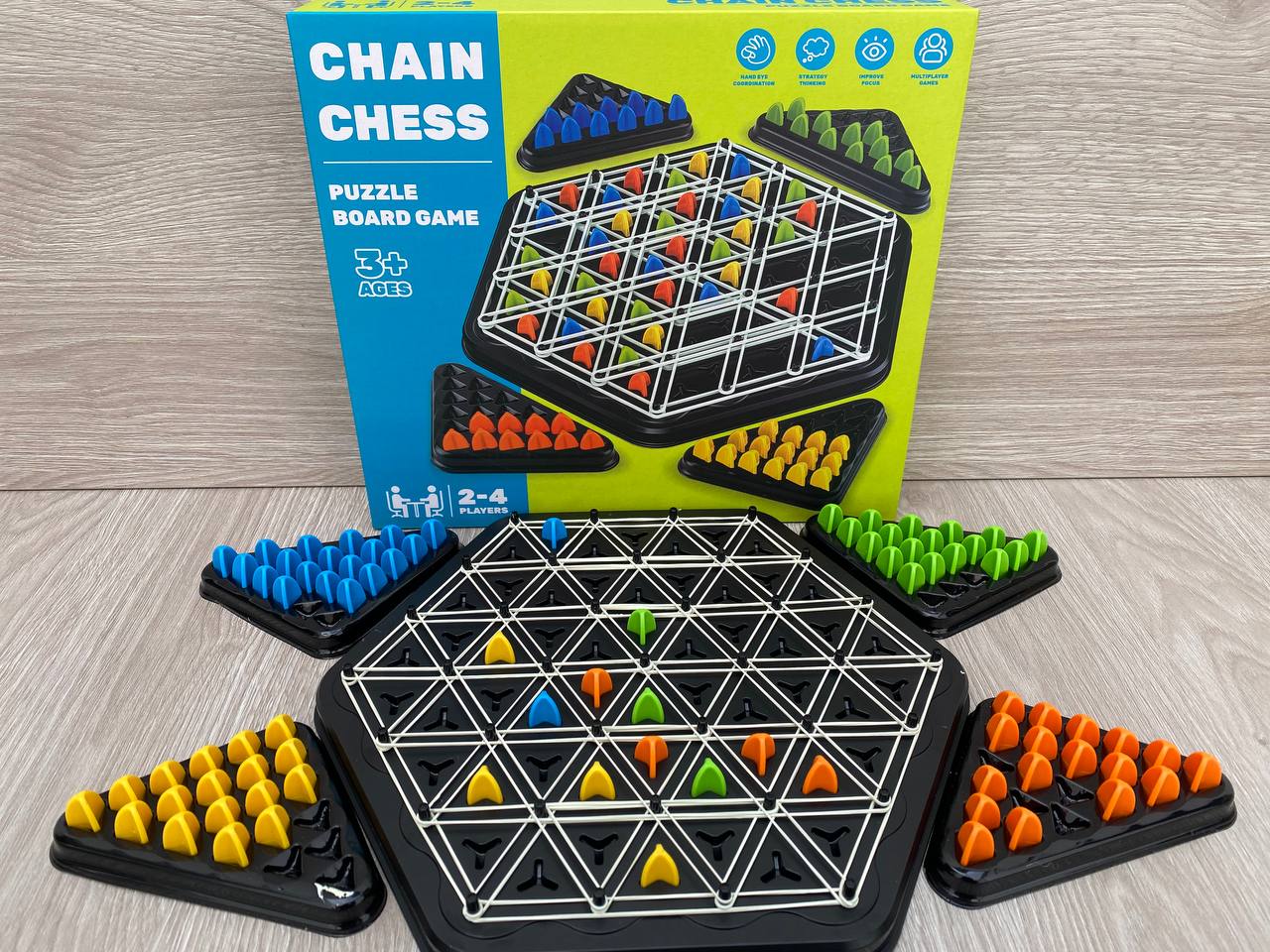 Juego de Mesa Ajedrez de Cadena Hexagonal (2–4 jugadores)