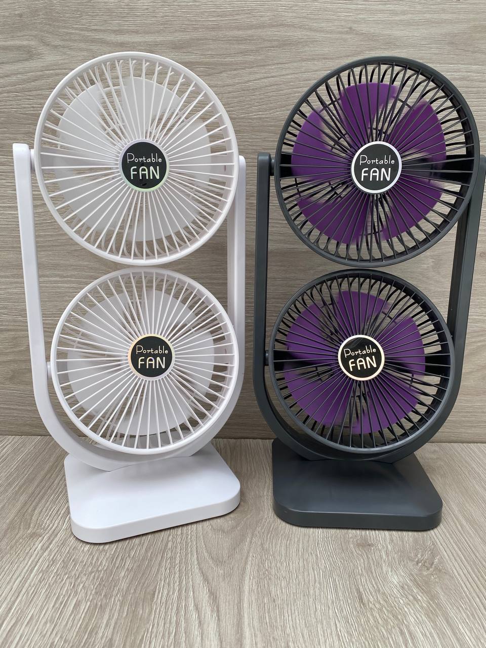 Ventilador doble USB recargable de escritorio | 3 velocidades y silencioso
